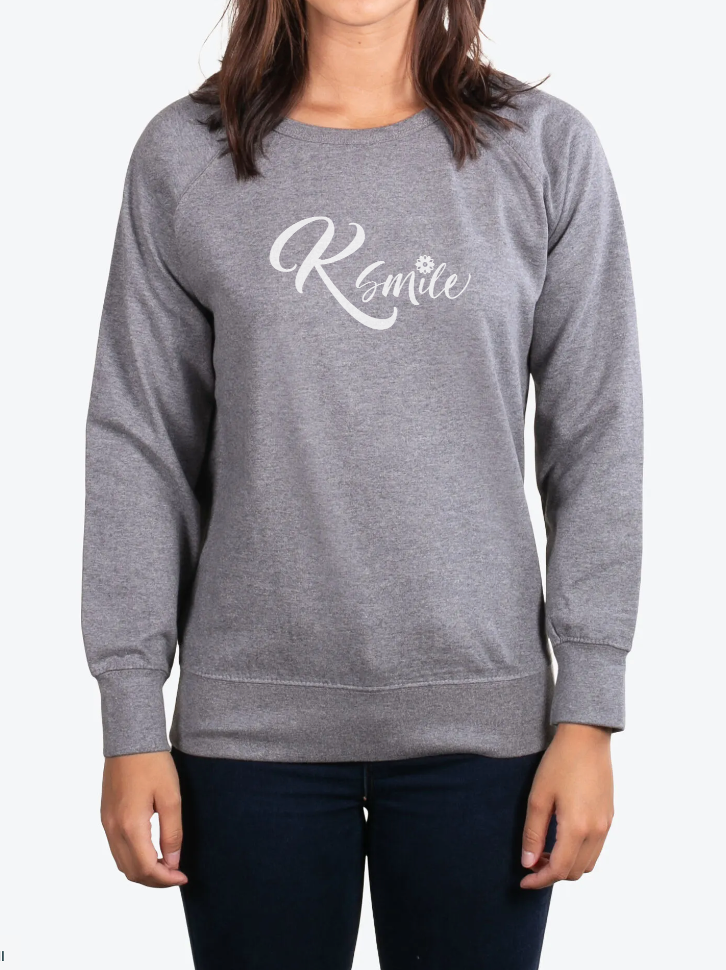 Ksmile Women's Lightweight Crew Neck Sweatshirt - Gunmetal Heather