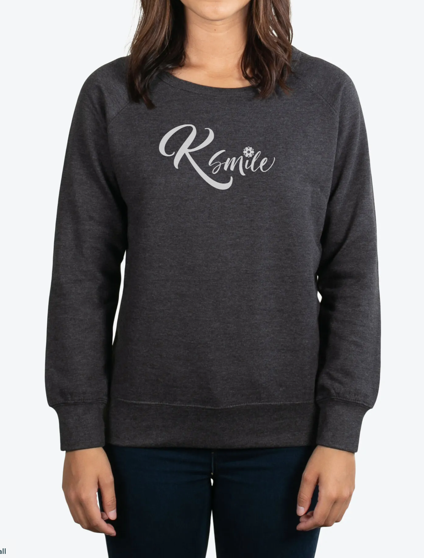 Ksmile Women's Lightweight Crew Neck Sweatshirt - Charcoal Heather